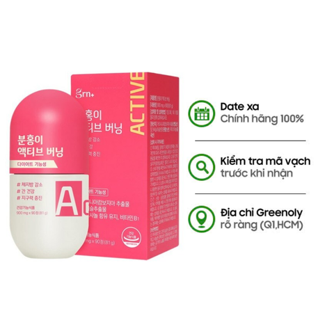 GRN Pink Active Burning Viên Uống Hỗ Trợ Đốt Mỡ Calorie Giảm Cân 30 Ngày (Bán Chạy Số 1 Olive Young)