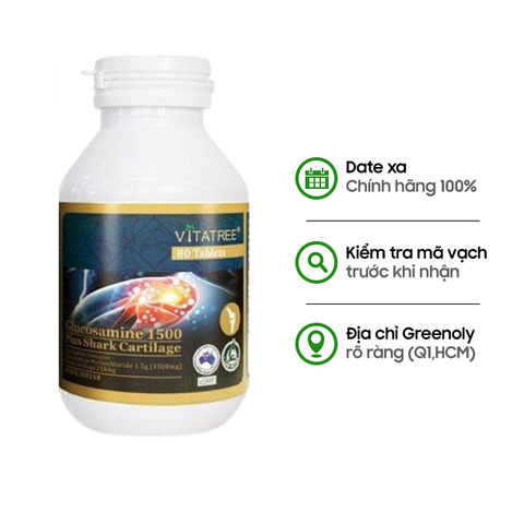 Vitatree Viên Uống Hỗ Trợ Xương Khớp Glucosamine Sụn Cá Mập 1500mg 80 Viên