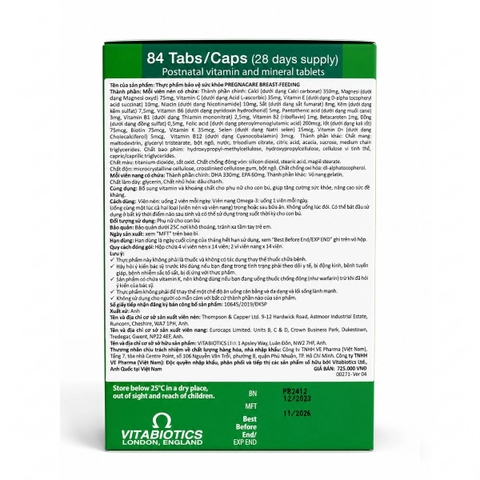 Vitabiotics Viên Uống Pregnacare Original Bổ Sung Vitamin Và Khoáng Chất Cho Phụ Nữ Mang Thai Và Cho Con Bú Hộp 30 Viên