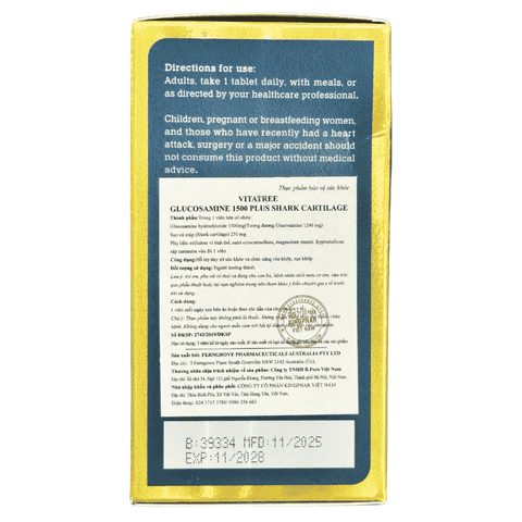 Vitatree Viên Uống Hỗ Trợ Xương Khớp Glucosamine Sụn Cá Mập 1500mg 80 Viên