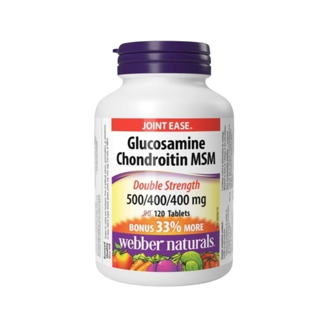 Webber Naturals Viên Uống Giảm Đau Duy Trì Sụn Khớp Glucosamine Chondroitin MSM 500/400/400mg Hộp 120 Viên