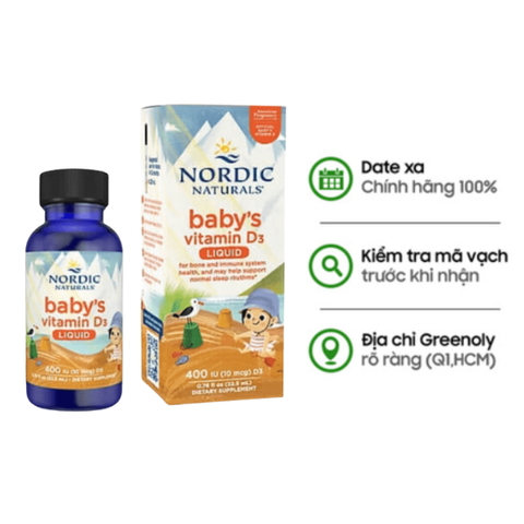 Nordic Naturals Baby's Vitamin D3 Hỗ Trợ Phát Triển Hệ Xương Răng Cho Bé Từ 0 - 12 Tuổi Lọ 22.5ml