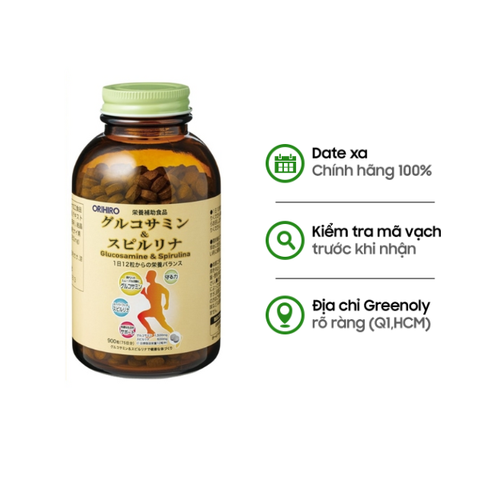 Orihiro Viên Uống Bổ Xương Khớp Glucosamine Kết Hợp Cùng Tảo Spirulina 900 viên