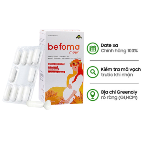 Befoma Viên Uống Vitamin Tổng Hợp Hữu Cơ Cho Bà Bầu Bổ Sung Sắt, Acid Folic Và Các Vitamin Khoáng Chất Khác Hộp 30 Viên