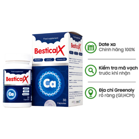Bestical X Viên Uống Bổ Sung Canxi, Vitamin D3, K2 Hỗ Trợ Xương Và Rắng Chắc Khỏe Cho Trẻ Từ 8 Tuổi Hộp 30 Viên