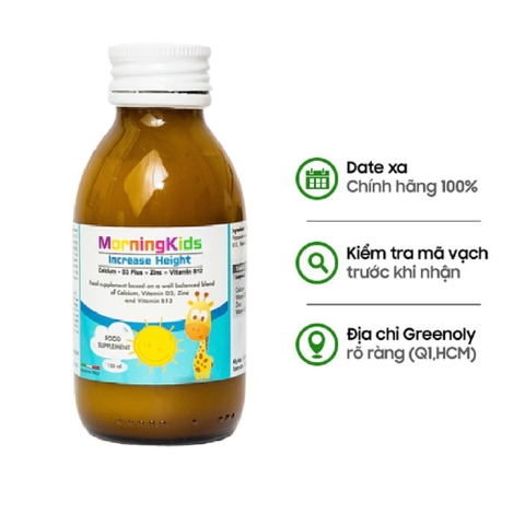 MorningKids Siro Bổ Sung Vitamin, Hỗ Trợ Tăng Chiều Cao Cho Bé Increase Height 125ml