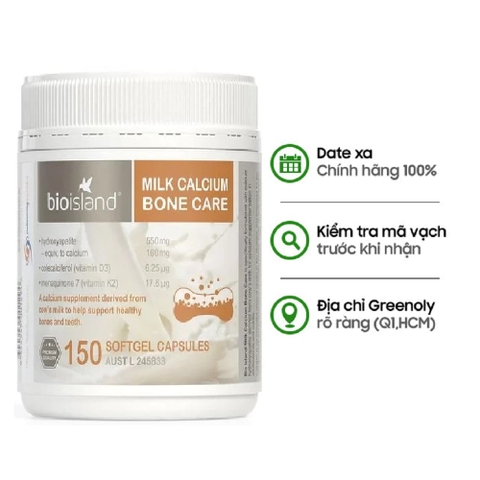 Bio Island Viên Uống Bổ Sung Canxi Milk Calcium Bone Care 150 Viên