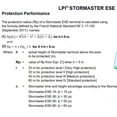 Stormaster ESE 50 kim thu sét Úc bán kính bảo vệ 95m
