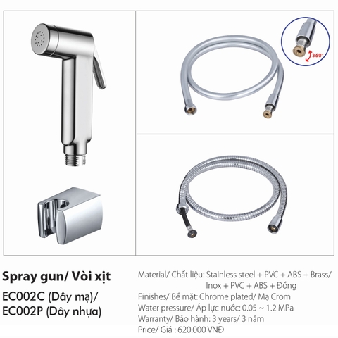 Vòi xịt EcoBath EC002 màu chrome