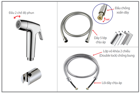 Vòi xịt EcoBath EC004C ( dây mạ)