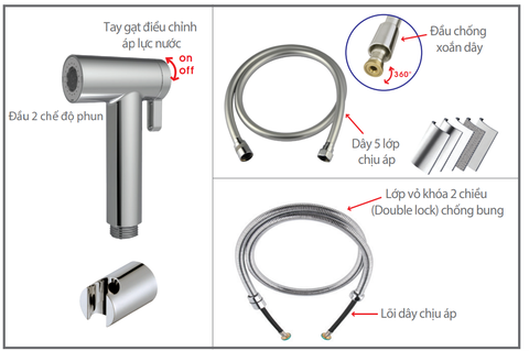 Vòi xịt EcoBath EC007C ( dây mạ)