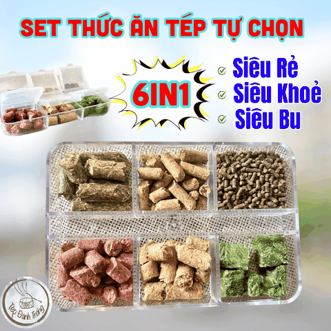 Set Thức Ăn Tép Tự Chọn 6in1 - Combo siêu rẻ, siêu khỏe, siêu bu cho tép cảnh - đáp ứng đủ các nhu cầu tép phát triển