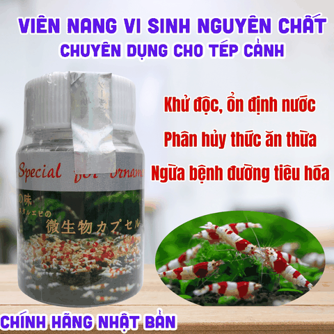 Viên nang vi sinh nguyên chất cho tép - Chính hãng Nhật Bản - Khử độc nước, ngừa bệnh, tạo hệ vi sinh khỏe