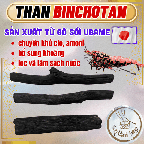 Than Binchotan (Than Gỗ Sồi Ubame - Nhật Bản) - Khử Clo, Amoni, cung cấp khoáng tự nhiên cho bể tép