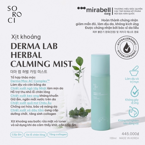 Xịt khoáng Soroci Derma Lab Herbal Calming Mist