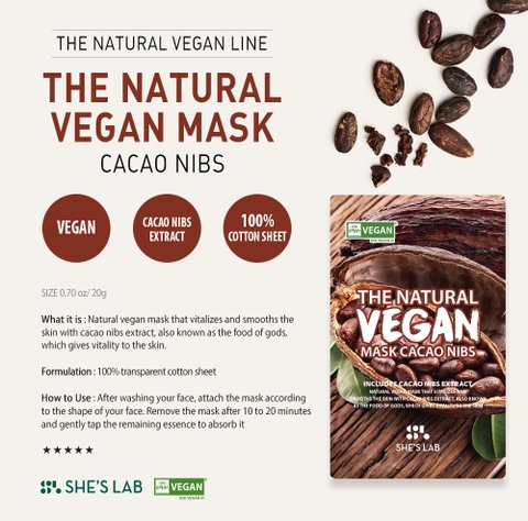 Mặt nạ She’s Lab The Natural Vegan Mask Cacao Nibs