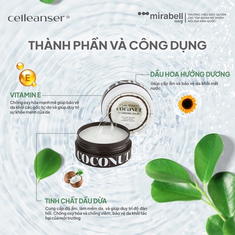 Sáp tẩy trang Celleanser Coconut Cleansing Balm