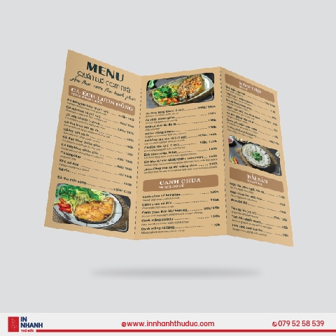 In menu gấp ba - Trifold menu