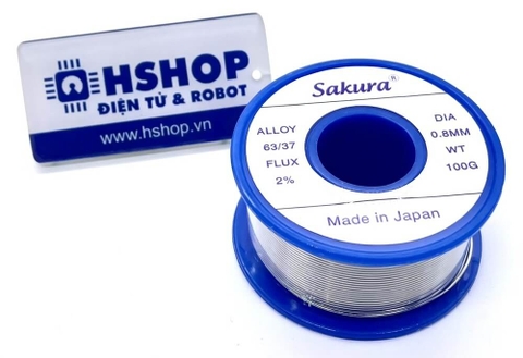 Thiếc hàn Sakura Sn63 Pb37 0.8mm 100G (Solder Wire)
