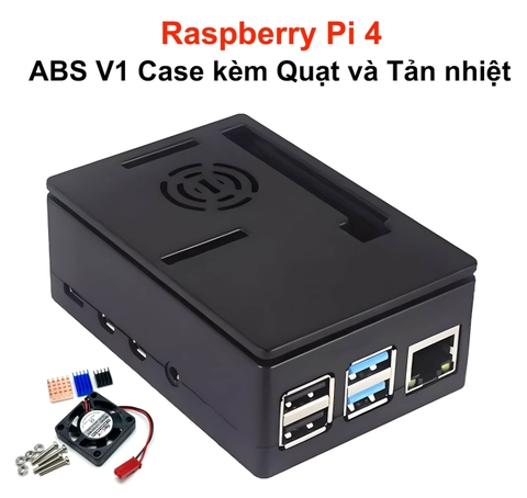 Vỏ bảo vệ bằng nhựa ABS Case for Raspberry Pi 4 V1 kèm quạt và tản nhiệt