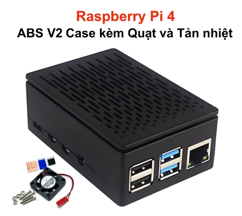 Vỏ bảo vệ bằng nhựa ABS Case for Raspberry Pi 4 V2 kèm quạt và tản nhiệt