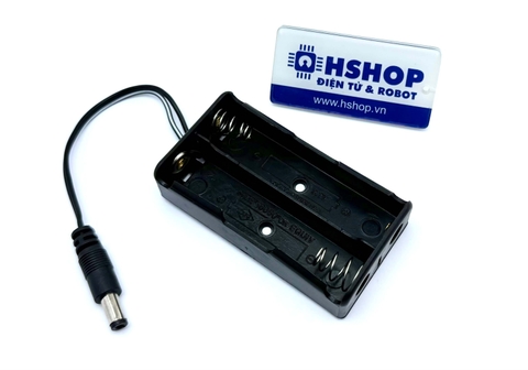 Hộp pin 2 x 18650 nối tiếp kèm giắc DC 5.5 x 2.1mm