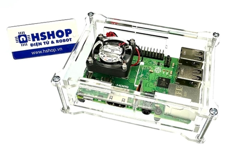 Vỏ Case Mica Kèm Quạt cho Raspberry Pi 3