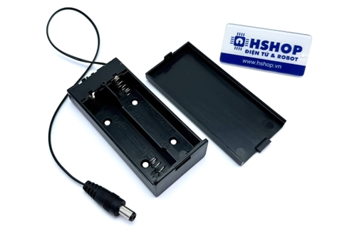 Hộp pin 2 x 18650 nối tiếp có công tắc kèm giắc DC 5.5 x 2.1mm