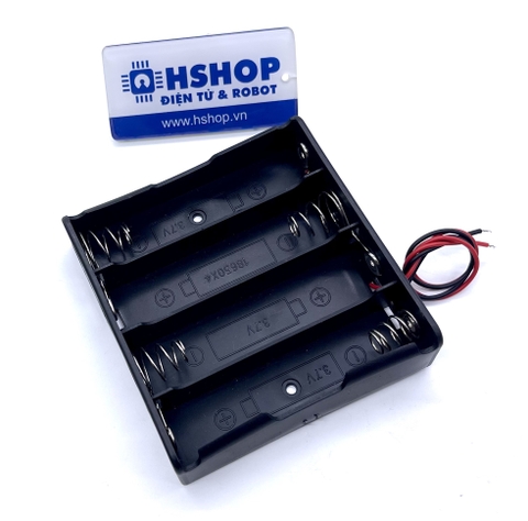 Hộp pin 4 X 18650 Battery Holder chấu lò xo ra dây