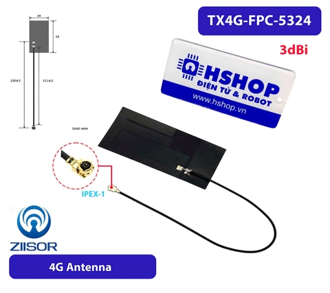 Anten 4G 3dBi 53*24mm FPC Ipex TX4G-FPC-5324 Antenna Ziisor