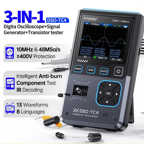 Máy đo hiện sóng FNIRSI® DSO-TC4 3-IN-1 Digital Oscilloscope + Transistor Tester + Signal Generator