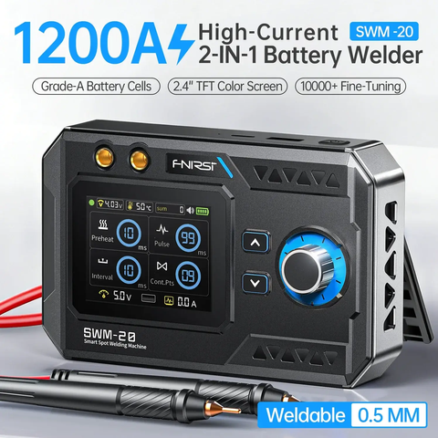 Máy hàn điểm mini cầm tay FNIRSI® SWM-20 1200A Dual-Pulse 2-in-1 Portable Battery Spot Welder