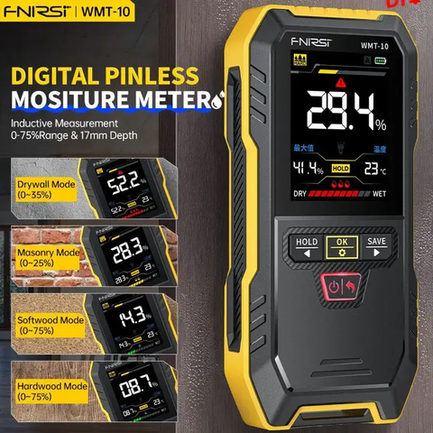 Máy đo độ ẩm gỗ FNIRSI® WMT-10 Non-Contact Inductive Wood & Wall Moisture Meter