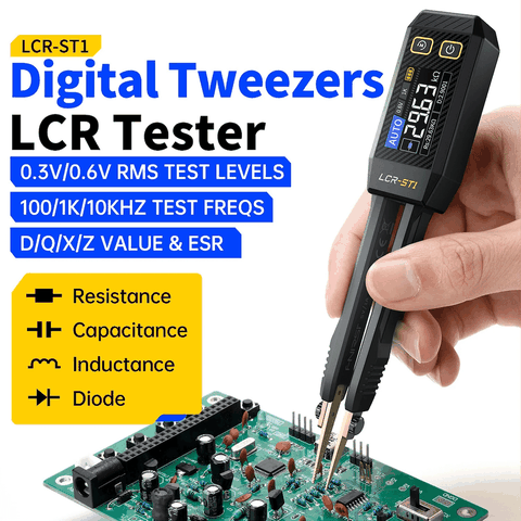 Máy đo linh kiện dán FNIRSI® LCR-ST1 Mini Smart Digital Tweezer LCR SMD ESR Tester