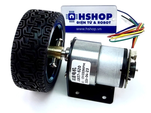 Bộ động cơ GB37-520 DC Servo kèm gá bắt và bánh xe