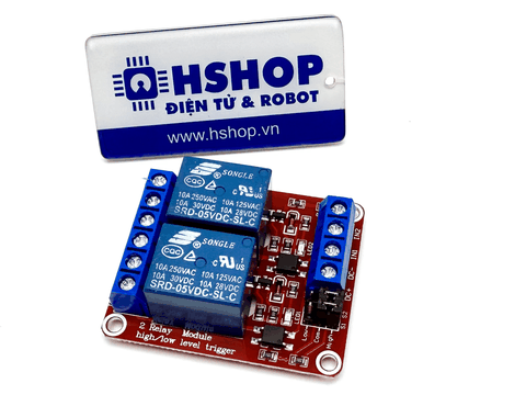 Mạch 2 Relay Opto cách ly chọn mức kích H/L 5V/12V/24VDC
