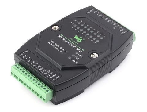 Waveshare Industrial 8-Ch Digital Input & Output Module, RS485 Modbus RTU Protocol