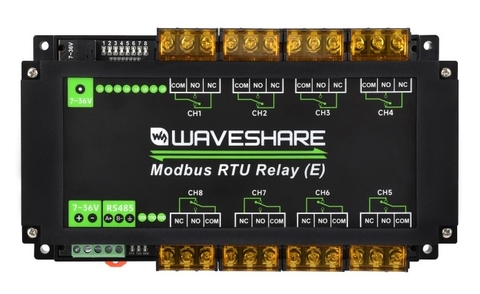 Waveshare Industrial Modbus RTU 8-ch High Current Relay Module (E) with RS485 Interface, Multi Isolation Protection Circuits