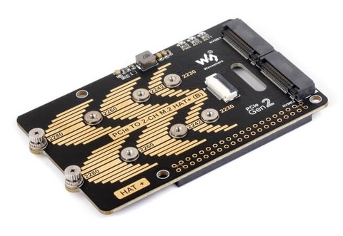 Mạch Waveshare PCIe To 2-CH M.2 HAT+ Adapter (B) for Raspberry Pi 5