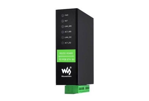 Waveshare RS232 RS485 To RJ45 PoE Ethernet (B), TCP/IP to Serial, RS232 And RS485 Dual Channels, Dual Ethernet Ports
