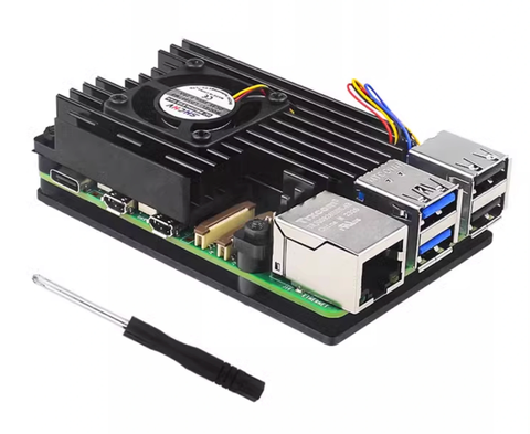 Vỏ Nhôm Nguyên Khối Raspberry Pi 5 Aluminum Heatsink Case & PWM Fan