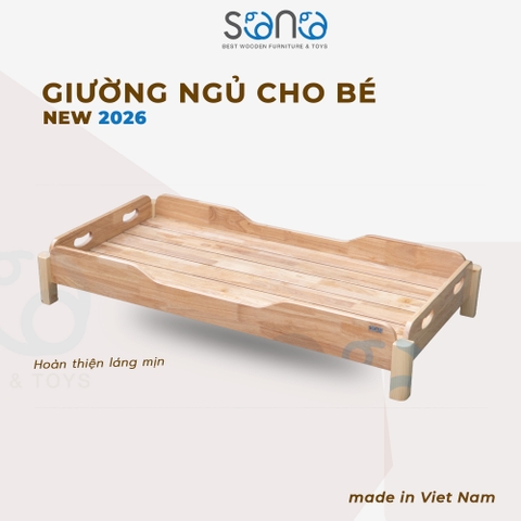 Giường mầm non Sono gỗ cao su
