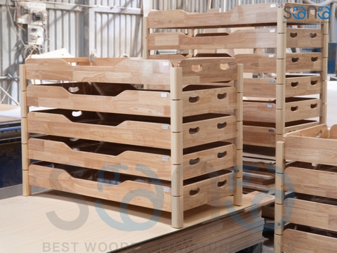 Giường mầm non gỗ Cao Su