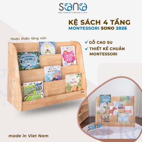 Kệ sách cho bé 4 tầng Cao Su