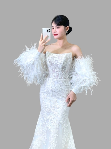 Váy Cưới Đi Bàn Trễ Vai - CD03
