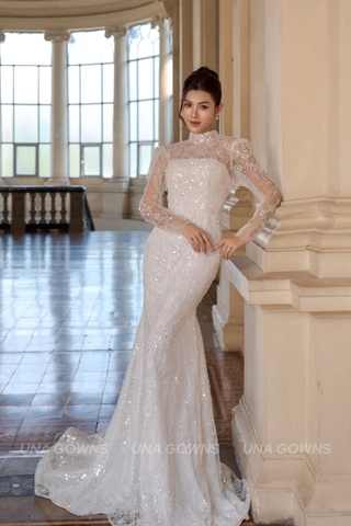 Váy Cưới Luxury Wedding Gown 2in1 - Đuôi Tùng Có Thể Tháo Dời CD35