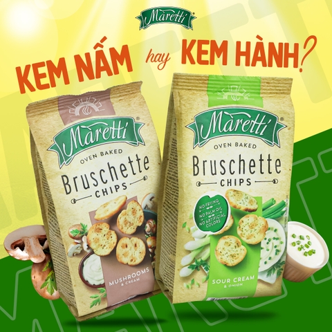 So kè hương vị giữa bánh mì nướng Maretti kem nấm và kem hành