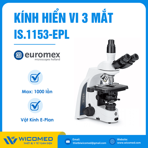 Kính Hiển Vi Sinh Học 3 Mắt 1000 Lần Euromex IS.1153-EPL