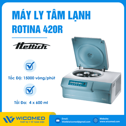 Máy Ly Tâm Lạnh 15000 Vòng/Phút Hettich Rotina 420R