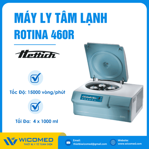 Máy Ly Tâm Lạnh 15000 Vòng/Phút Hettich Rotana 460R